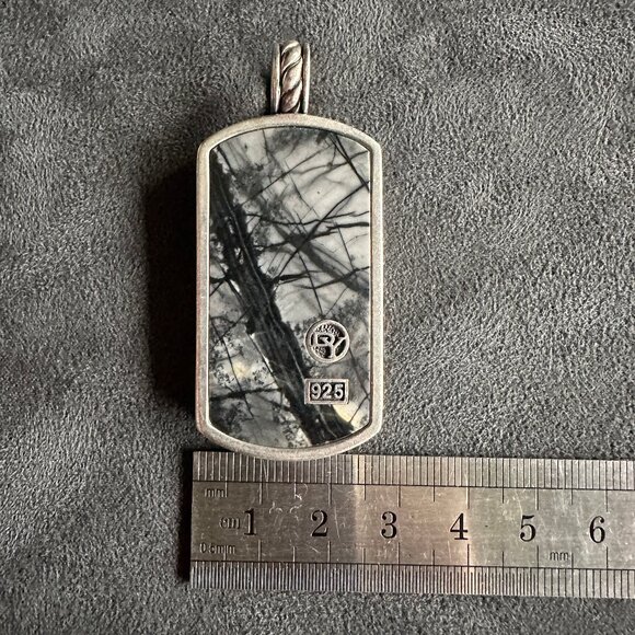 David Yurman XL XLarge Picasso Jasper Dog Tag Pendant - RARE - Picture 14 of 15